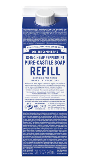Buy Peppermint Castile Soap Refill Cartons - Reduce Plastic – Dr