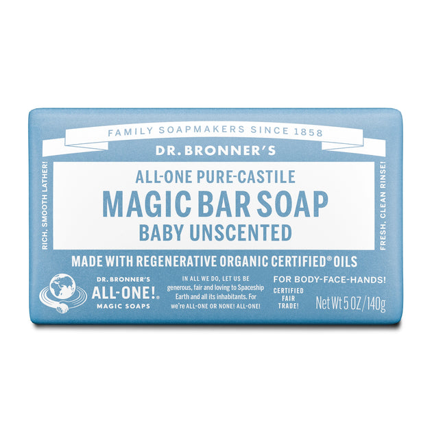 Unscented Pure-Castile Bar Soap with Organic Ingredients Dr