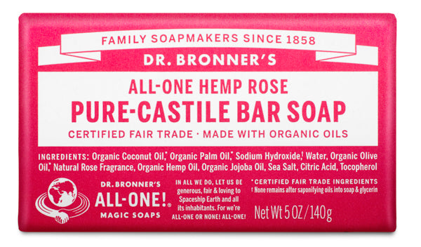 Dr Bronners Bar Soap, All-One Hemp Rose - 5 oz