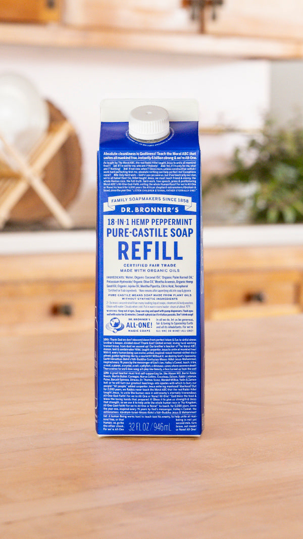 Buy Peppermint Castile Soap Refill Cartons - Reduce Plastic – Dr. Bronner's