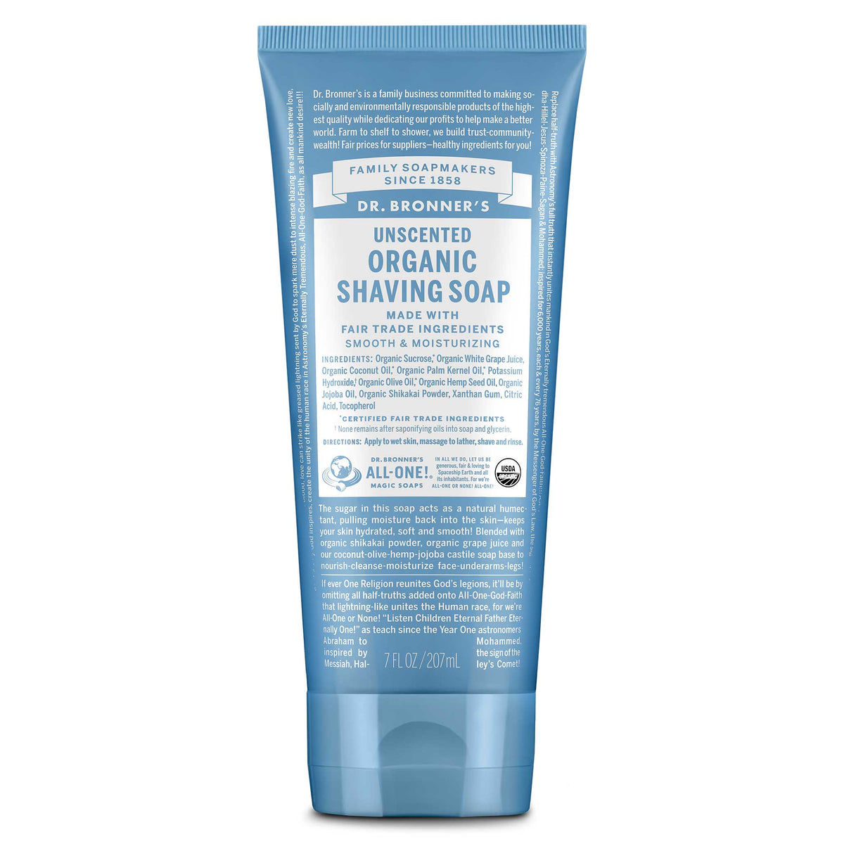 ORGANIC SHAVING SOAP Unscented [7 oz]
