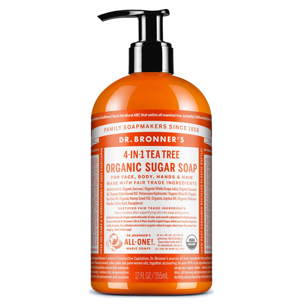 Organic Tea Tree Sugar Soaps No Clog Pump Dr. Bronner s