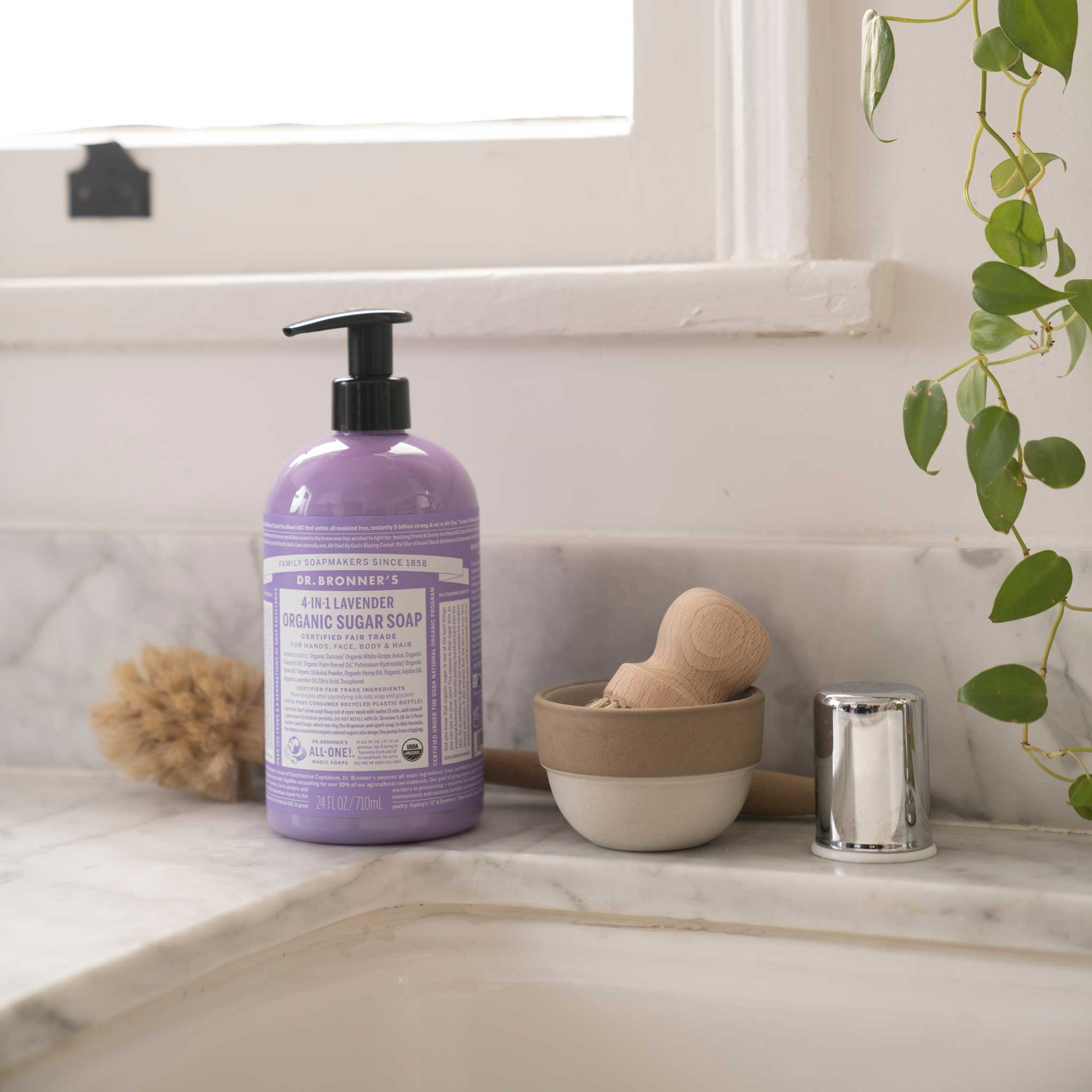 Organic Lavender Sugar Soaps | No Clog Pump | Dr. Bronner's