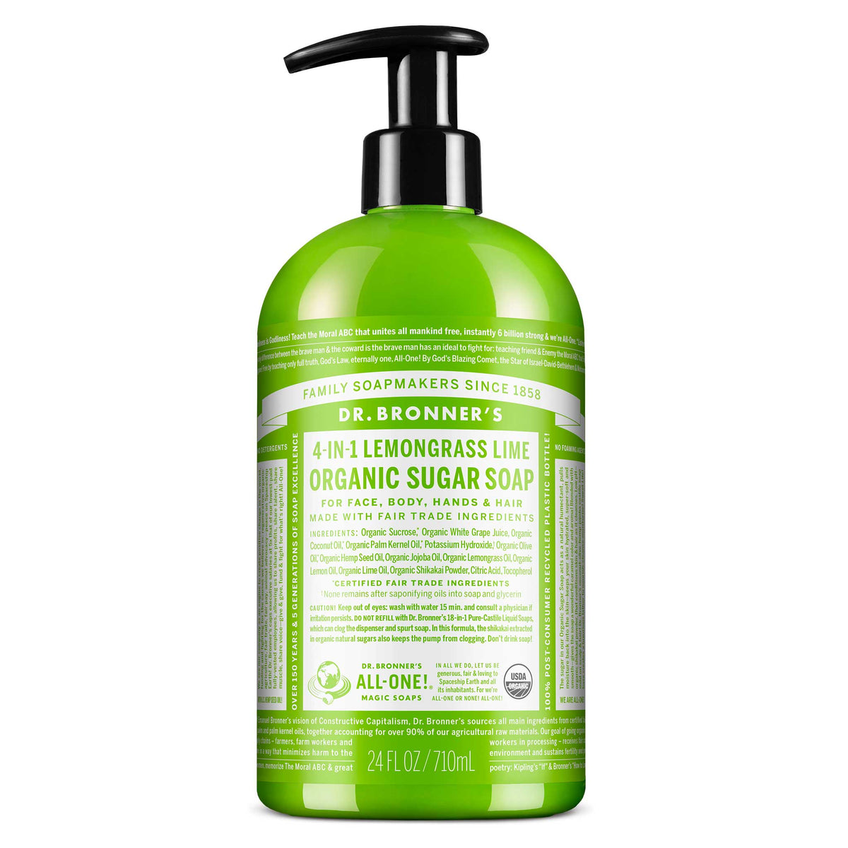 ORGANIC SUGAR SOAP Lemongrass Lime [24 oz]