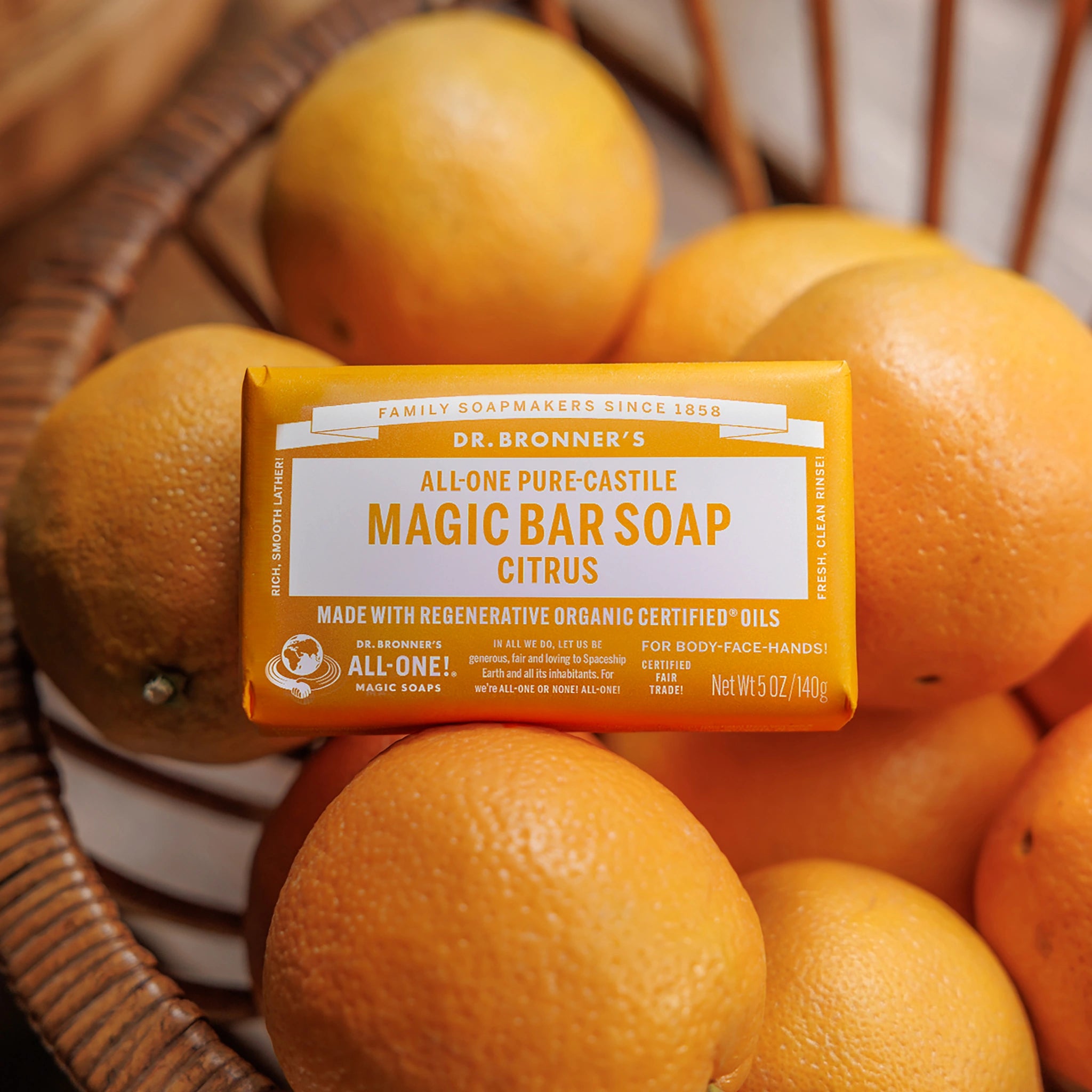 Dr. Bronner‘s Magic Soaps Pure-Castile Seife – Citrus Orange, 3er Pack, Je 5 Oz, Bio & Fair Trade
