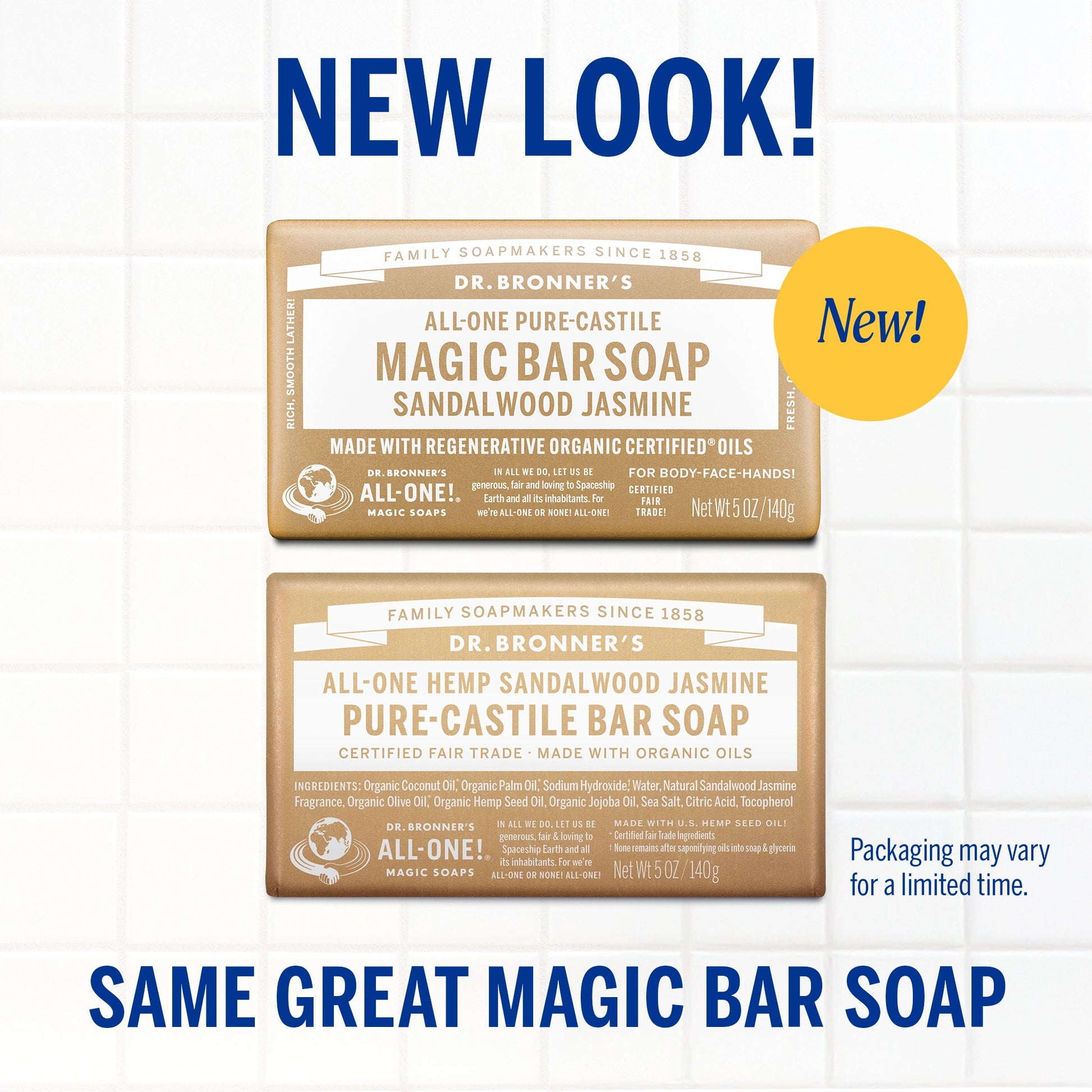 PURE-CASTILE BAR SOAP Sandalwood Jasmine [5 oz]