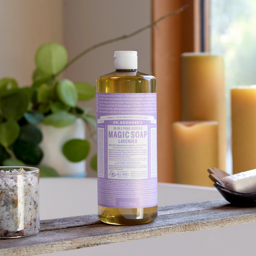 dr bronner's castile soap insecticide Dr. Bronner's 18-in-1 Pure Castile Lavender Magic Soap 3.4 fl. oz