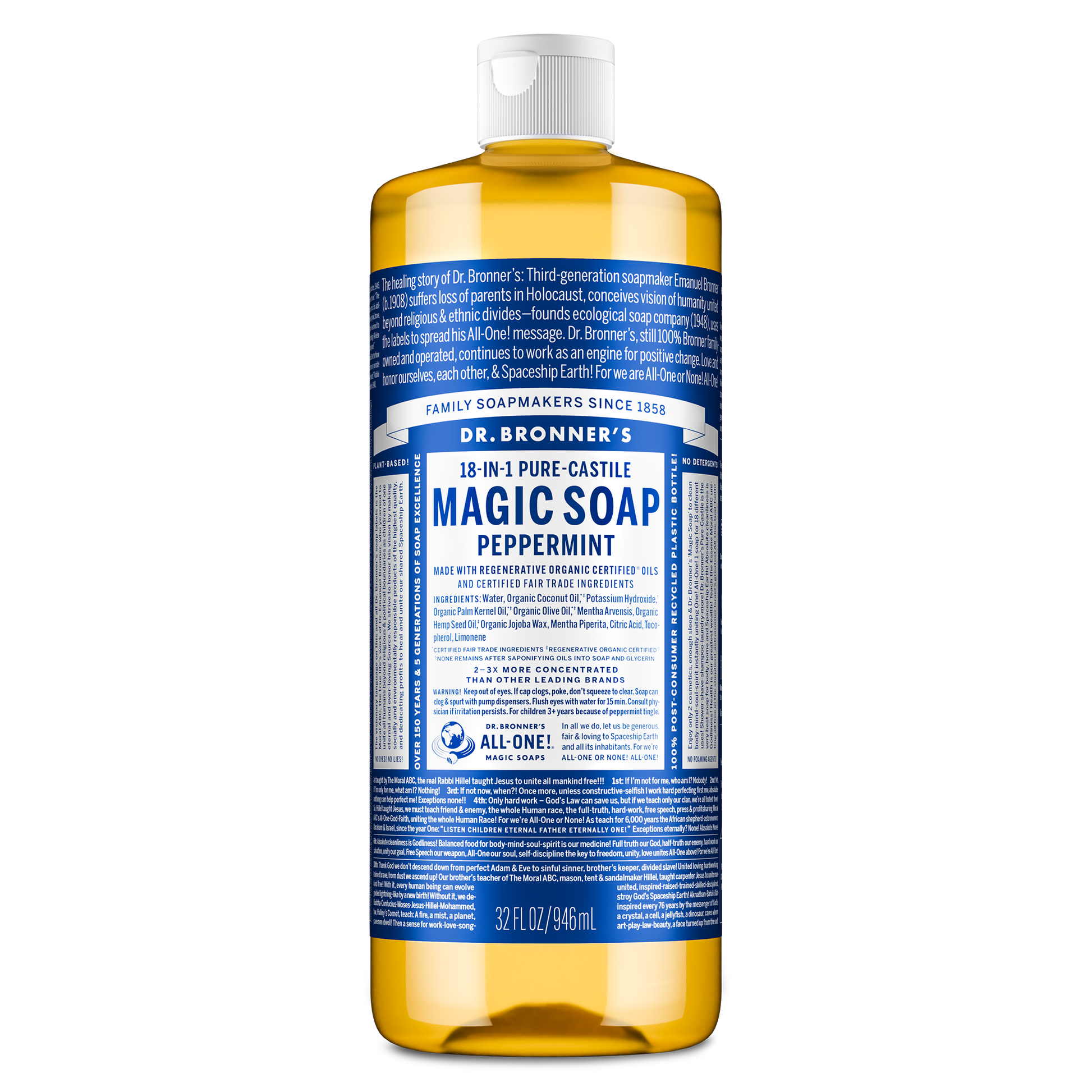 PURE-CASTILE LIQUID SOAP Peppermint [32 oz]