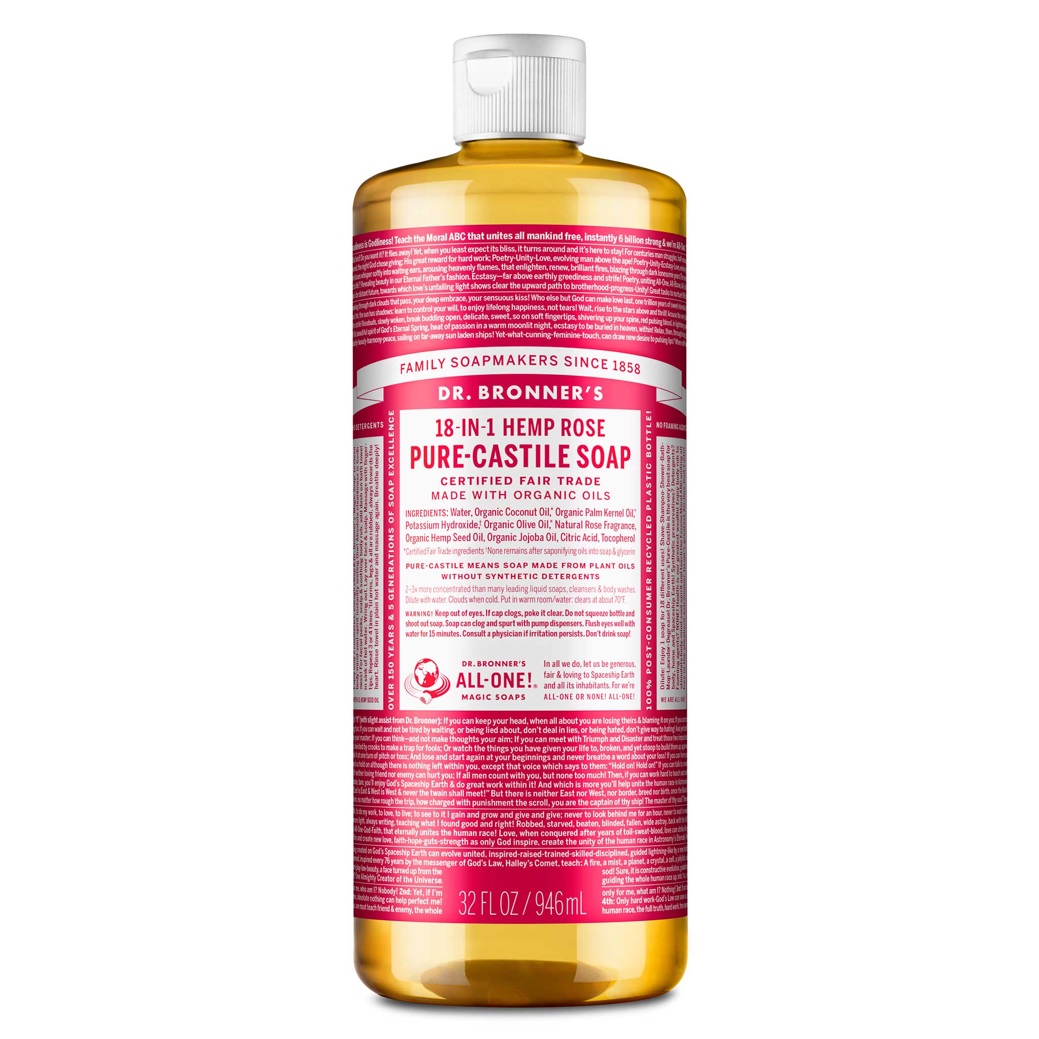 Buy Rose Castile Soap Liquid Wash for Face Body Home More Dr. Bronner s