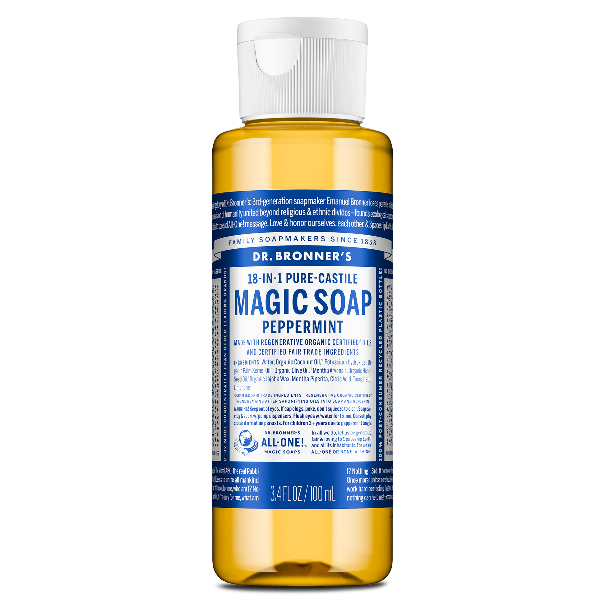 PURE-CASTILE LIQUID SOAP Peppermint [3.4 oz]
