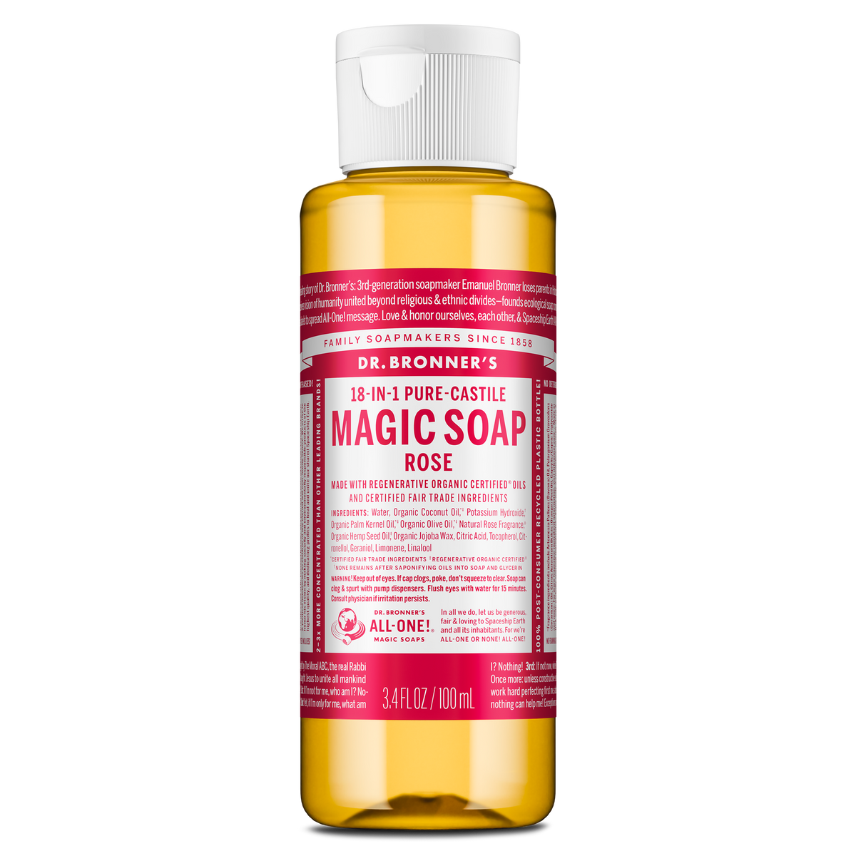 PURE-CASTILE LIQUID SOAP Rose [3.4 oz]