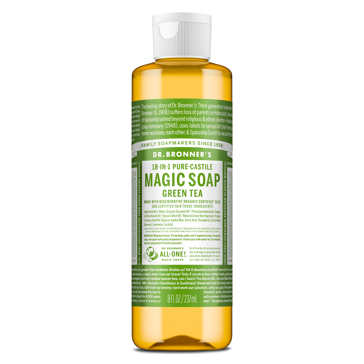PURE-CASTILE LIQUID SOAP Green Tea [8 oz]