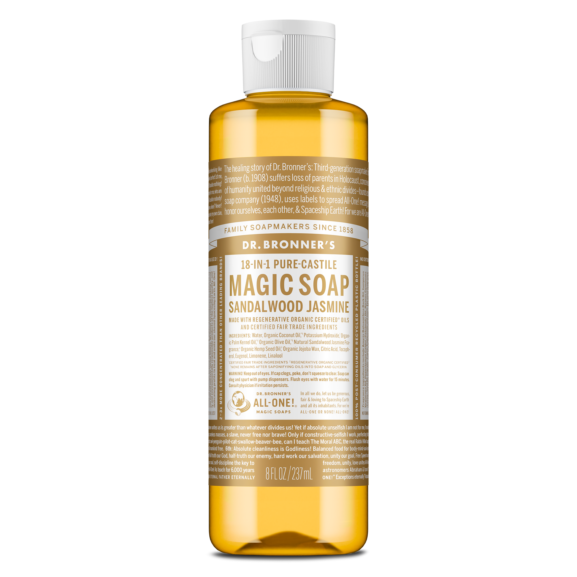 PURE-CASTILE LIQUID SOAP Sandalwood Jasmine [8 oz]
