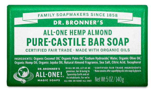 Dr. Bronner's Pure-Castile Bar Soap, All-One Hemp Almond - 5 oz