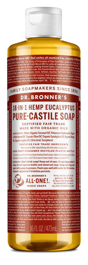 16 oz - PURE-CASTILE LIQUID SOAP Eucalyptus front of bottle
