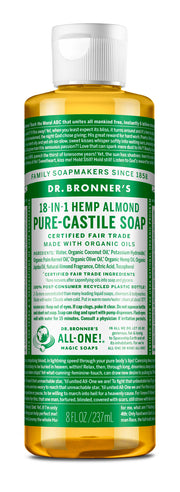 8 oz - PURE-CASTILE LIQUID SOAP Almond