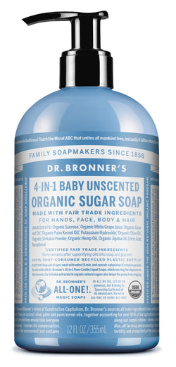12 oz - ORGANIC SUGAR SOAPS Baby Unscented