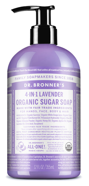 Organic Lavendar Sugar Soaps No Clog Pump Dr. Bronner s