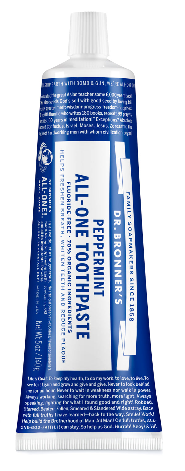 Dr. Bronner's All-One Toothpaste, Peppermint - 5 oz tube