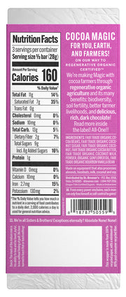 MAGIC ALL-ONE CHOCOLATE Variety Pack dark chocolate bars nutrition facts for smooth coconut praline